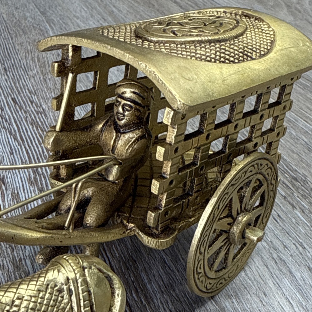 VTG Brass Bullock Cart Traditional India Craftsmanship Design~ 7" x 3.5" x 3.25" - Picture 11 of 16